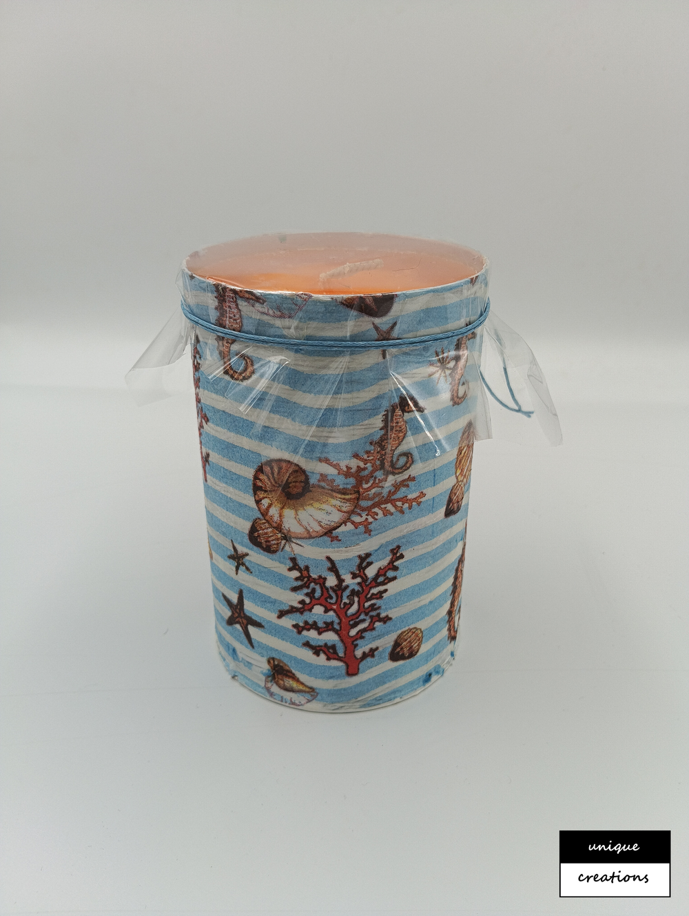 ΑΡΩΜΑΤΙΚΟ ΚΕΡΙ DECOUPAGE ΜΕ ΑΡΩΜΑ ΣΙΤΡΟΝΕΛΑ ΑΝΤΙΚΟΥΝΟΥΠΙΚΟ 12,5*8,5 cm (Blue coral)